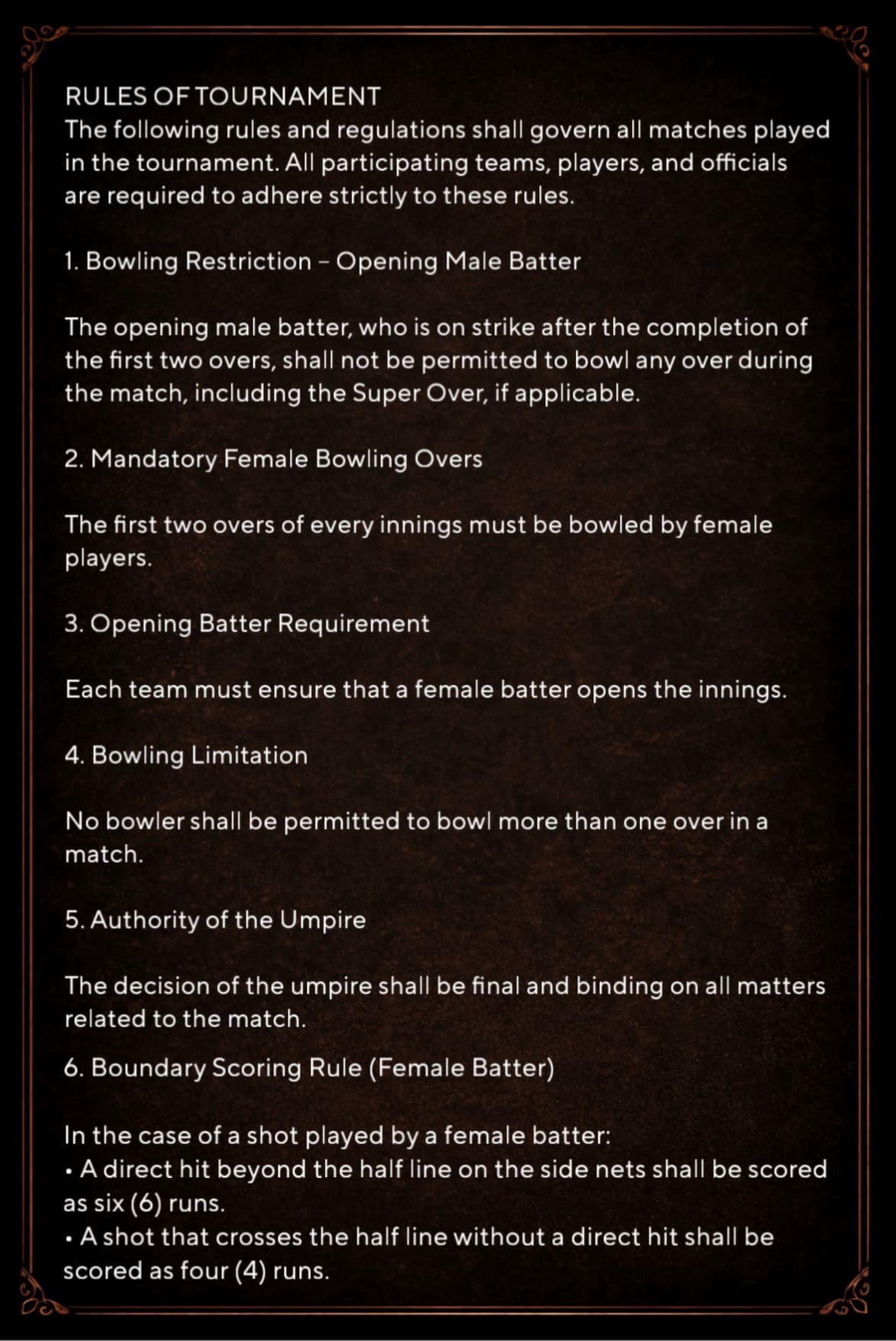 Tournament Rules Part 1